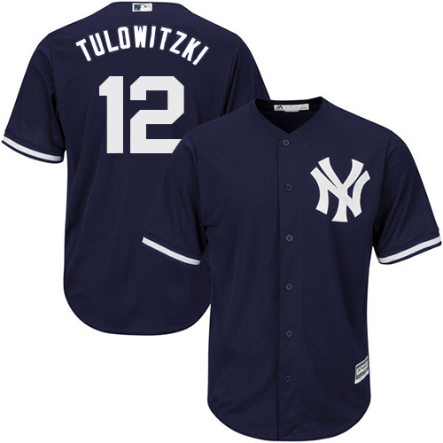 New York Yankees #12 Troy Tulowitzki Majestic Cool Base Jersey Navy
