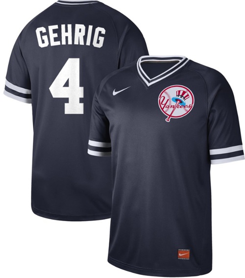 Nike Yankees #4 Lou Gehrig Navy Authentic Cooperstown Collection Stitched MLB Jersey