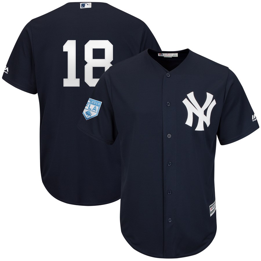 Yankees #18 Didi Gregorius Navy Blue 2019 Spring Training Cool Base Stitched MLB Jersey