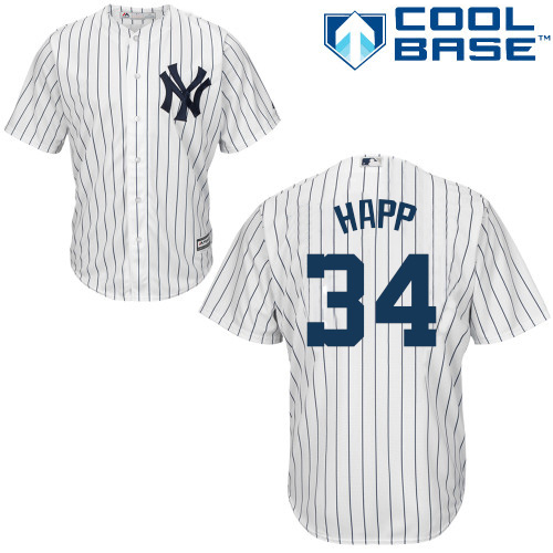 Yankees #34 J.A. Happ White Strip New Cool Base Stitched MLB Jersey