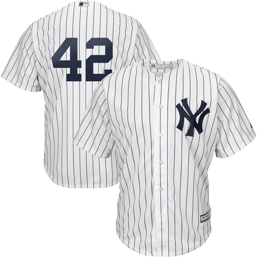 New York Yankees #42 Mariano Rivera Majestic 2019 Hall of Fame Cool Base Player Jersey White Navy