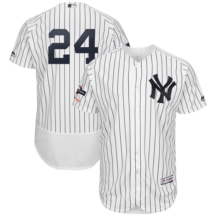 New York Yankees #24 Gary Sanchez Majestic 2019 Postseason Authentic Flex Base Player Jersey White Navy