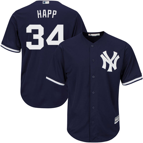 Yankees #34 J.A. Happ Navy Blue New Cool Base Stitched MLB Jersey