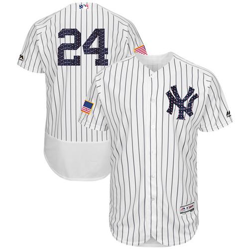 Yankees #24 Gary Sanchez White Strip Fashion Stars & Stripes Flexbase Authentic Stitched MLB Jersey