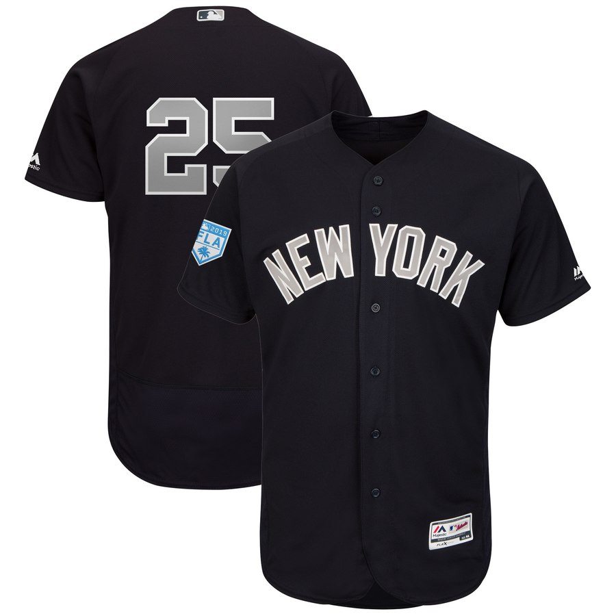 Yankees #25 Gleyber Torres Navy Alternate 2019 Spring Training Flex Base Stitched MLB Jersey