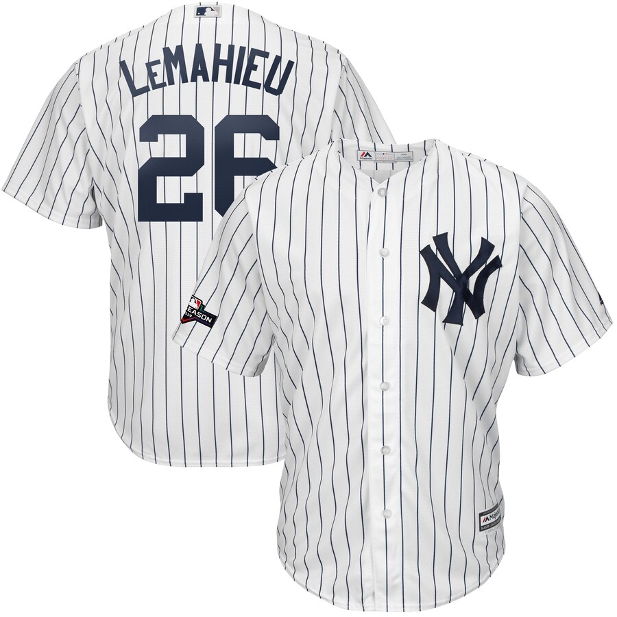New York Yankees #26 DJ LeMahieu Majestic 2019 Postseason Official Cool Base Player Jersey White Navy