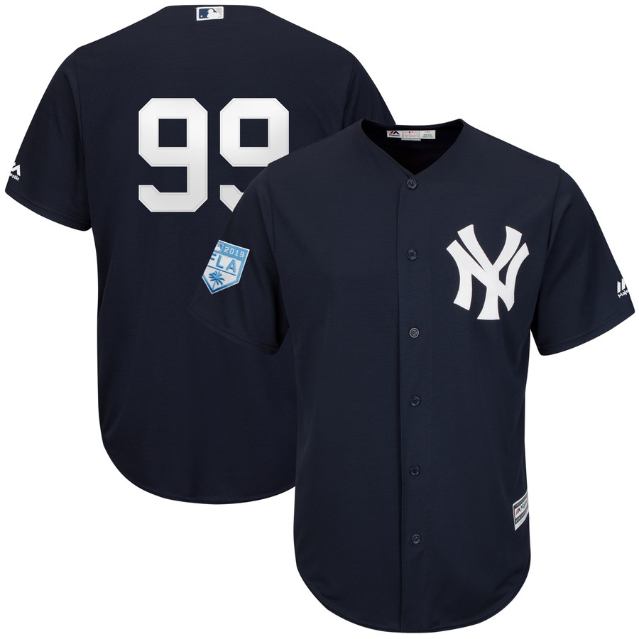 Yankees #99 Aaron Judge Navy Blue 2019 Spring Training Cool Base Stitched MLB Jersey