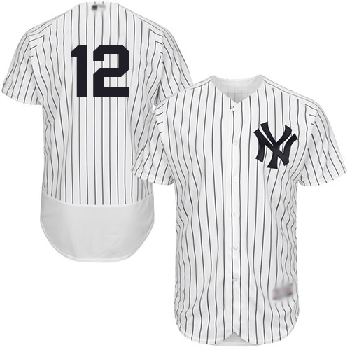 Yankees #12 Troy Tulowitzki White Strip Flexbase Authentic Collection Stitched MLB Jersey