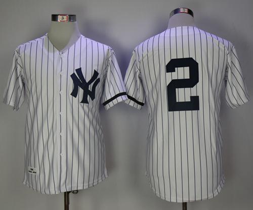 Mitchell And Ness 1995 Yankees #2 Derek Jeter White Strip Throwback Stitched MLB Jersey