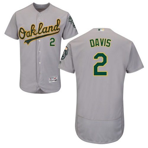 Athletics #2 Khris Davis Grey Flexbase Authentic Collection Stitched MLB Jersey