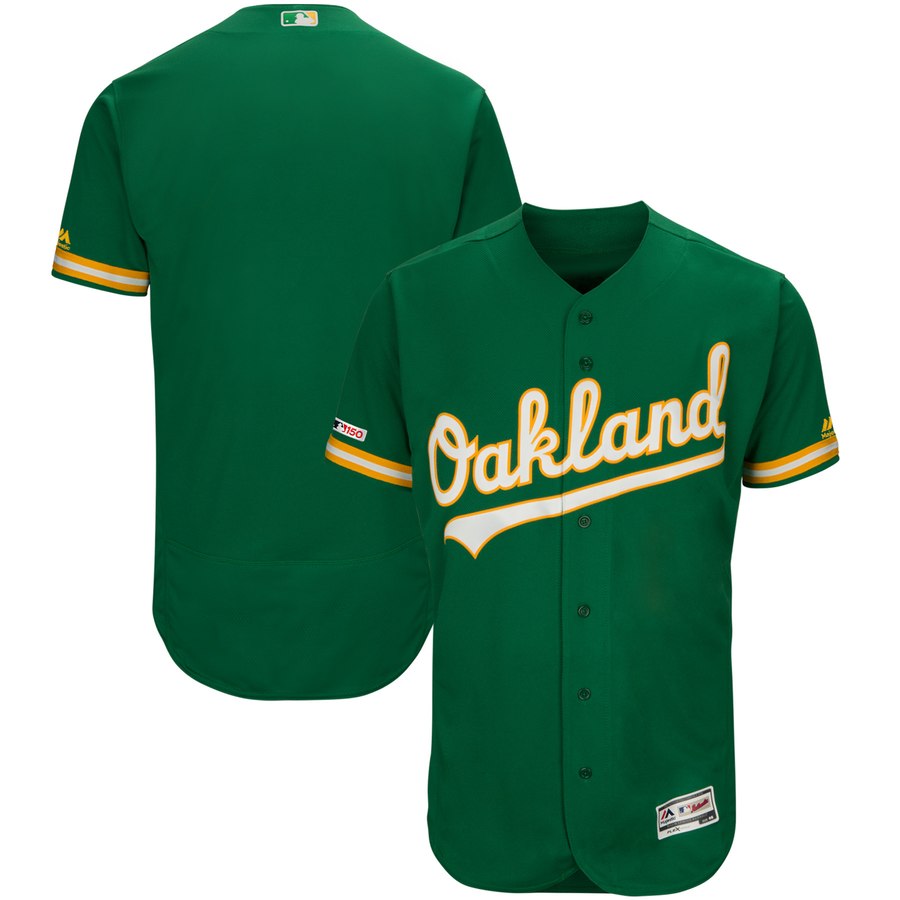 Men's Oakland Athletics Blank Majestic Kelly Green Alternate Flex Base Authentic Collection Team Jersey