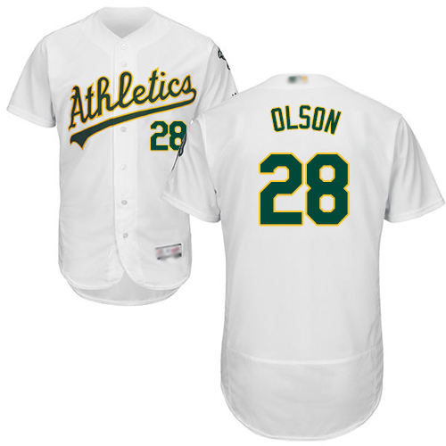Athletics #28 Matt Olson White Flexbase Authentic Collection Stitched MLB Jersey