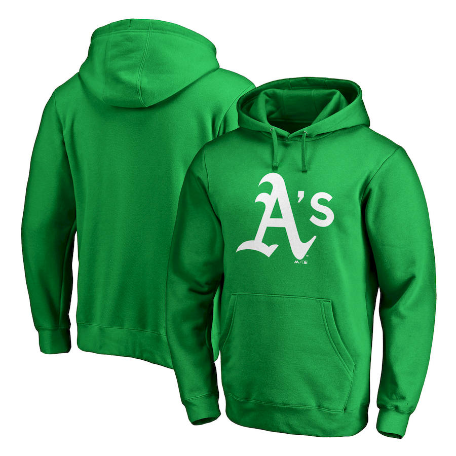 Oakland Athletics Majestic St. Patrick's Day White Logo Pullover Hoodie Kelly Green