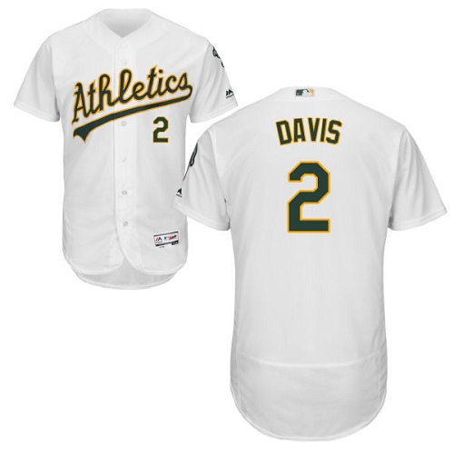 Athletics #2 Khris Davis White Flexbase Authentic Collection Stitched MLB Jersey