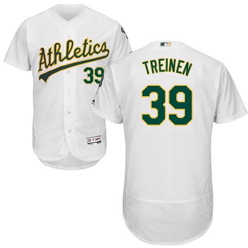 Athletics #39 Blake Treinen White Flexbase Authentic Collection Stitched MLB Jersey