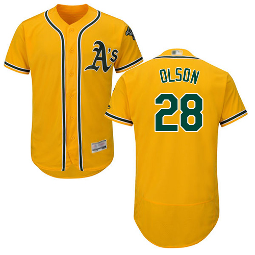 Athletics #28 Matt Olson Gold Flexbase Authentic Collection Stitched MLB Jersey
