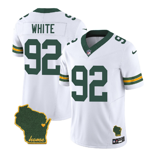 Men's Green Bay Packers #92 Reggie White White Home Patch Vapor Untouchable Limited Stitched Jersey