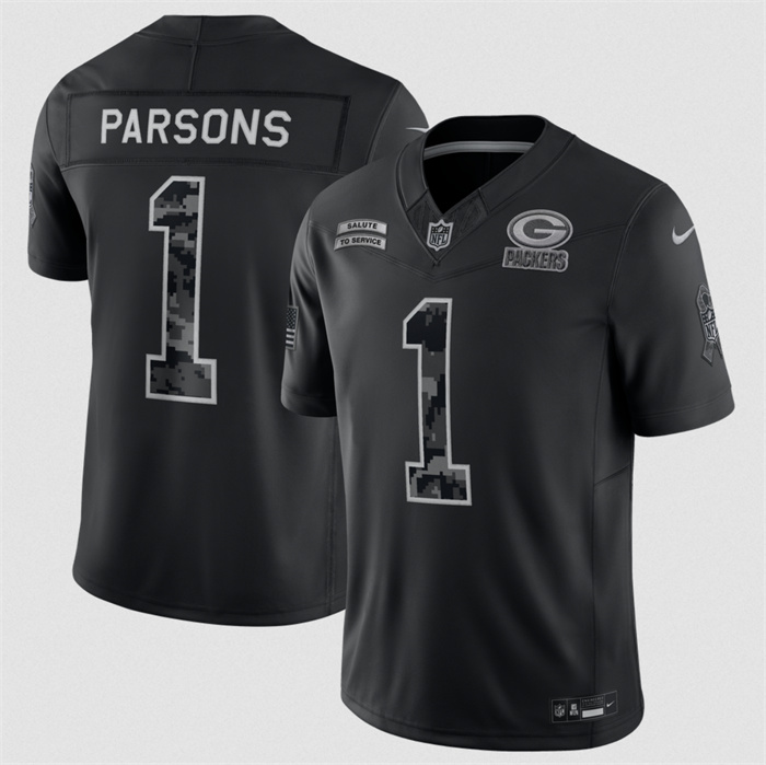 Men's Green Bay Packers #1 Micah Parsons Black F.U.S.E. 2026 Salute to Service Limited Stitched Football Jersey