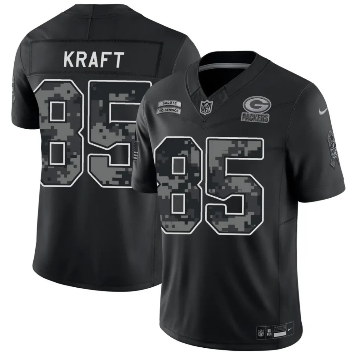 Men's Green Bay Packers #85 Tucker Kraft Black F.U.S.E. 2026 Salute to Service Limited Stitched Football Jersey