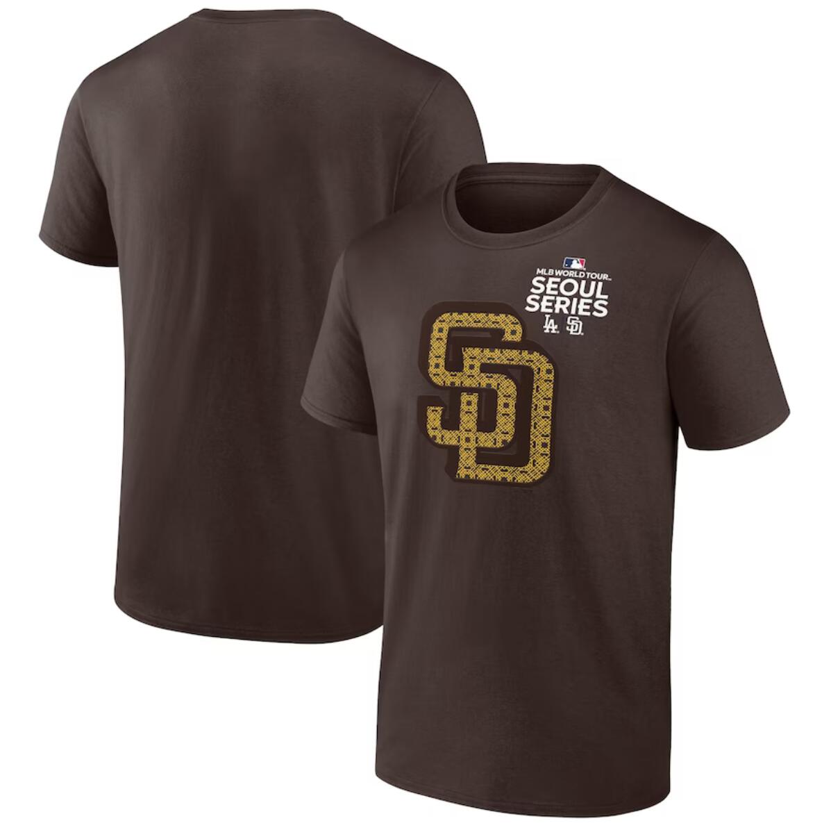 Men's San Diego Padres Brown 2024 World Tour Seoul Series T-Shirt Men's San Diego Padres Brown 2024 World Tour Seoul Series T-Shirt