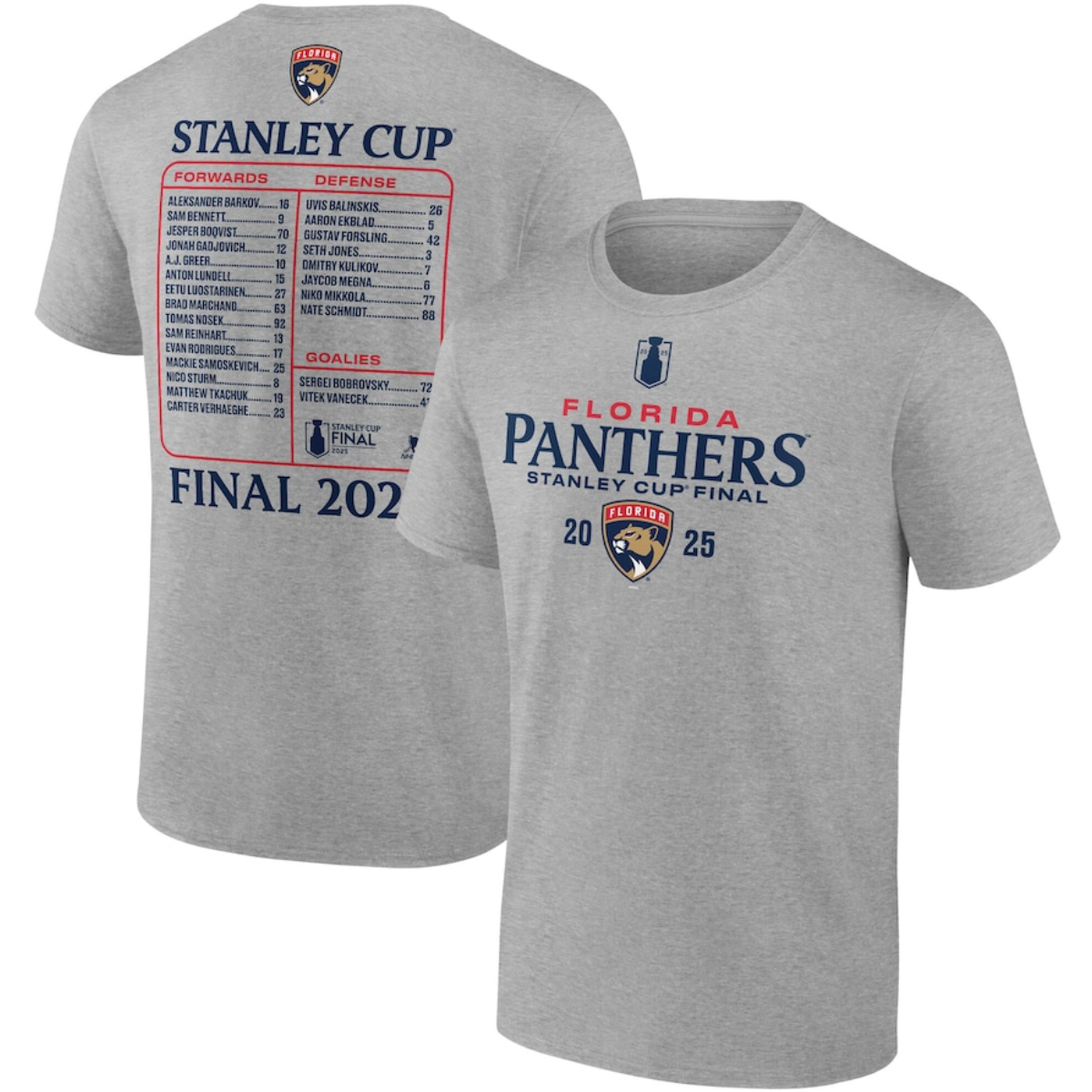 Men's Florida Panthers Heather Gray 2025 Stanley Cup Playoffs Eastern Conference Final Contender T-Shirt Men's Florida Panthers Heather Gray 2025 Stanley Cup Playoffs Eastern Conference Final Contender T-Shirt