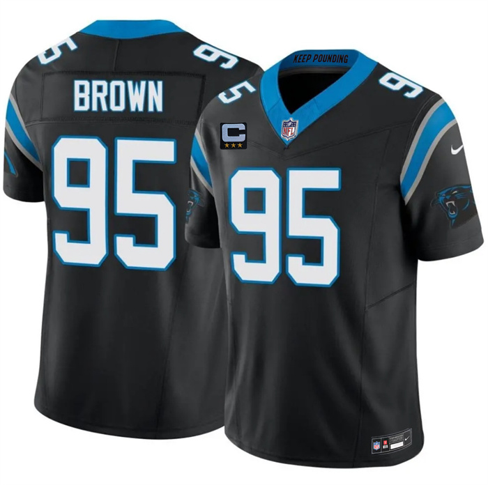 Men's Carolina Panthers #95 Derrick Brown Black 2026 F.U.S.E. 3-Star C Patch Vapor Limited Stitched Football Jersey