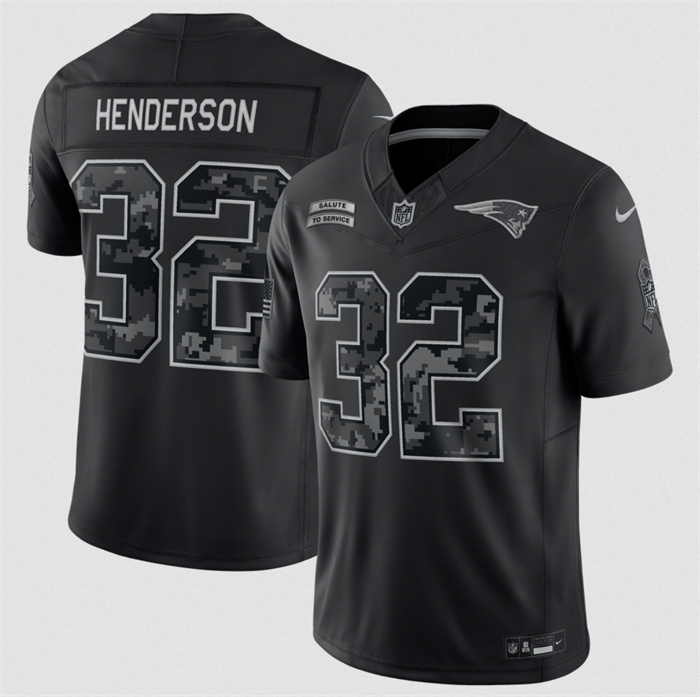 Men's New England Patriots #32 TreVeyon Henderson Black F.U.S.E. 2026 Salute to Service Limited Stitched Football Jersey