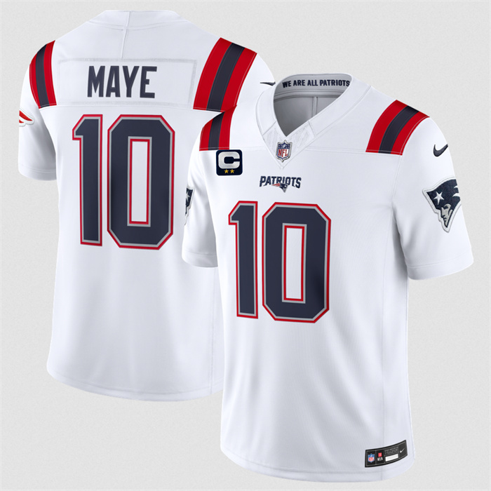 Men's New England Patriots #10 Drake Maye White 2026 F.U.S.E. 2-Star C Pach Vapor Limited Stitched Football Jersey