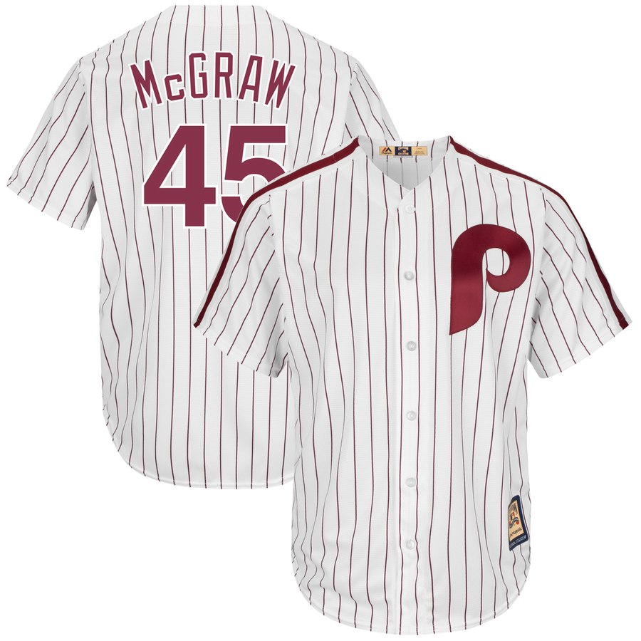 Philadelphia Phillies #45 Tug McGraw Majestic Cooperstown Collection Cool Base Player Jersey White