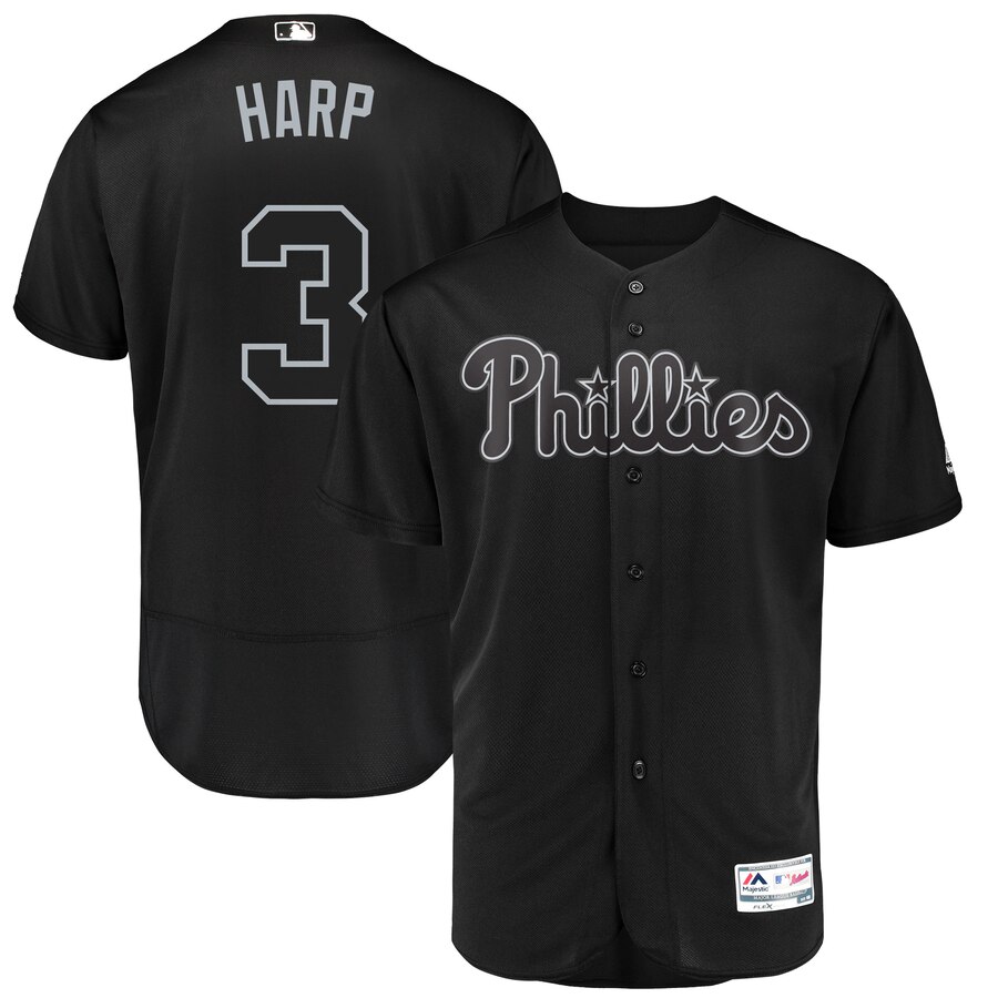 Philadelphia Phillies #3 Bryce Harper Harp Majestic 2019 Players' Weekend Flex Base Authentic Player Jersey Black