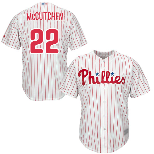 Phillies #22 Andrew McCutchen White(Red Strip) New Cool Base Stitched MLB Jersey