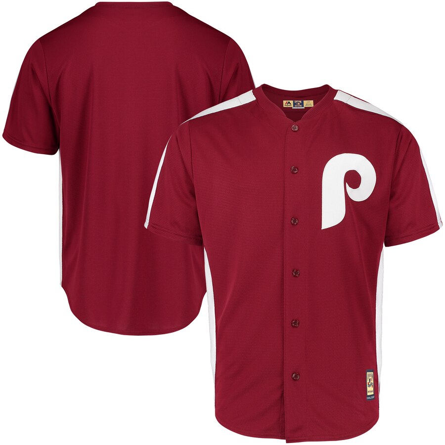 Philadelphia Phillies Blank Majestic 1979 Saturday Night Special Cool Base Cooperstown Team Jersey Maroon