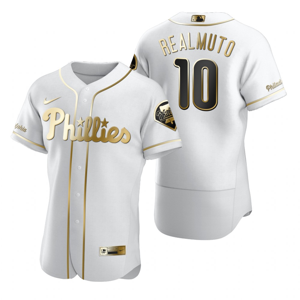 Philadelphia Phillies #10 JT Realmuto White Nike Men's Authentic Golden Edition MLB Jersey