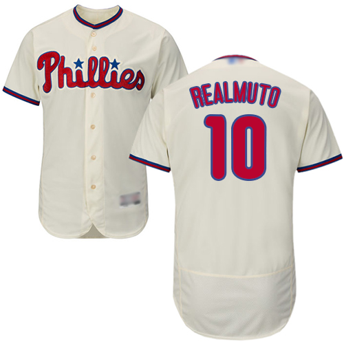 Phillies #10 J. T. Realmuto Cream Flexbase Authentic Collection Stitched MLB Jersey