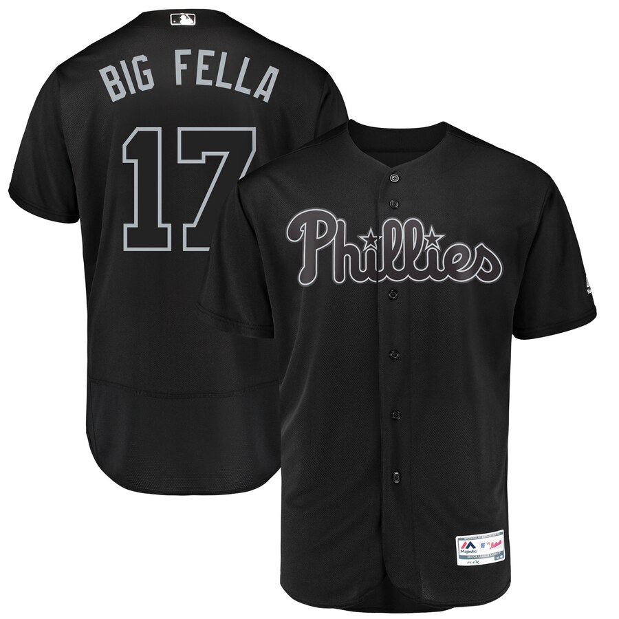 Philadelphia Phillies #17 Rhys Hoskins Big Fella Majestic 2019 Players' Weekend Flex Base Authentic Player Jersey Black