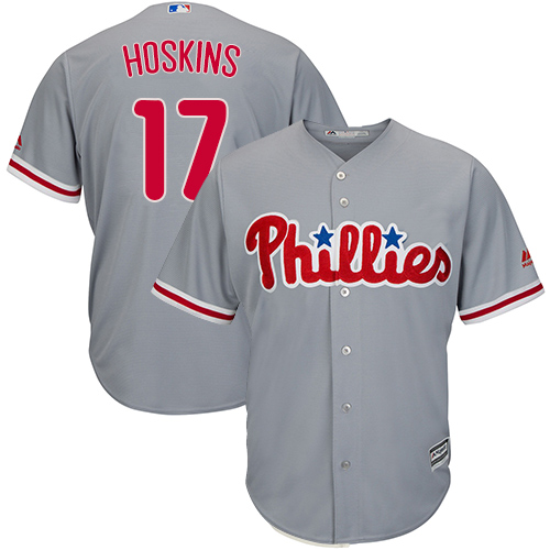 Phillies #17 Rhys Hoskins Grey New Cool Base Stitched MLB Jersey