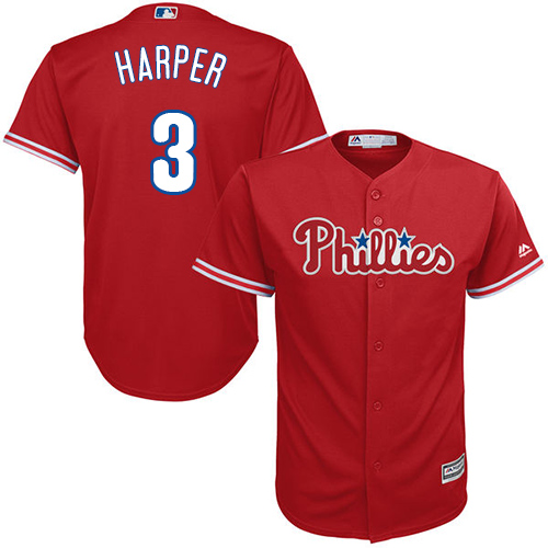Phillies #3 Bryce Harper Red New Cool Base Stitched MLB Jersey