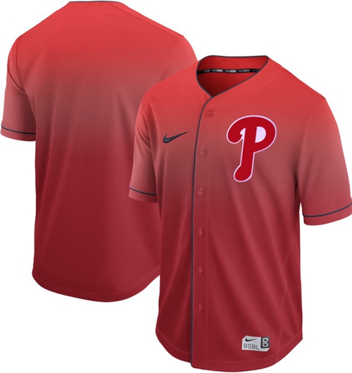 Nike Phillies Blank Red Fade Authentic Stitched MLB Jersey