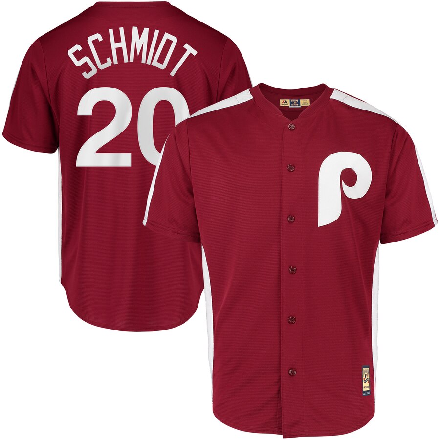 Philadelphia Phillies #20 Mike Schmidt Majestic 1979 Saturday Night Special Cool Base Cooperstown Player Jersey Maroon