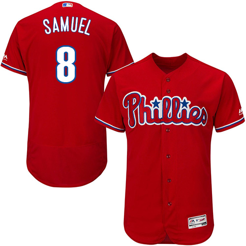 Phillies #8 Juan Samuel Red Flexbase Authentic Collection Stitched MLB Jersey