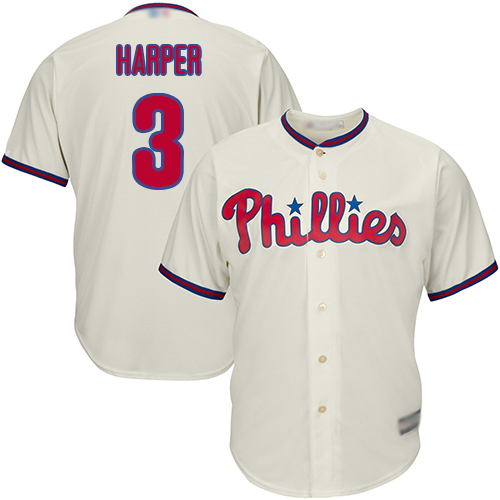 Phillies #3 Bryce Harper Cream New Cool Base Stitched MLB Jersey