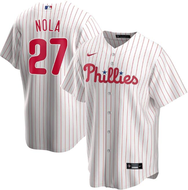 Men's Philadelphia Phillies #27 Aaron Nola White MLB Cool Base Stitched Jersey