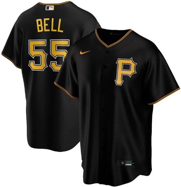 Men's Pittsburgh Pirates #55 Josh Bell Black MLB Cool Base Stitched Jersey