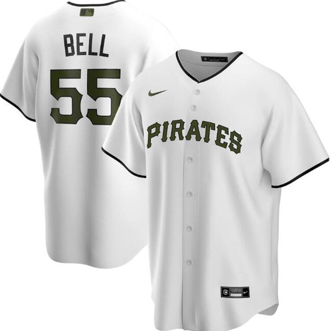 Men's Pittsburgh Pirates #55 Josh Bell White Cool MLB Base Stitched Jersey