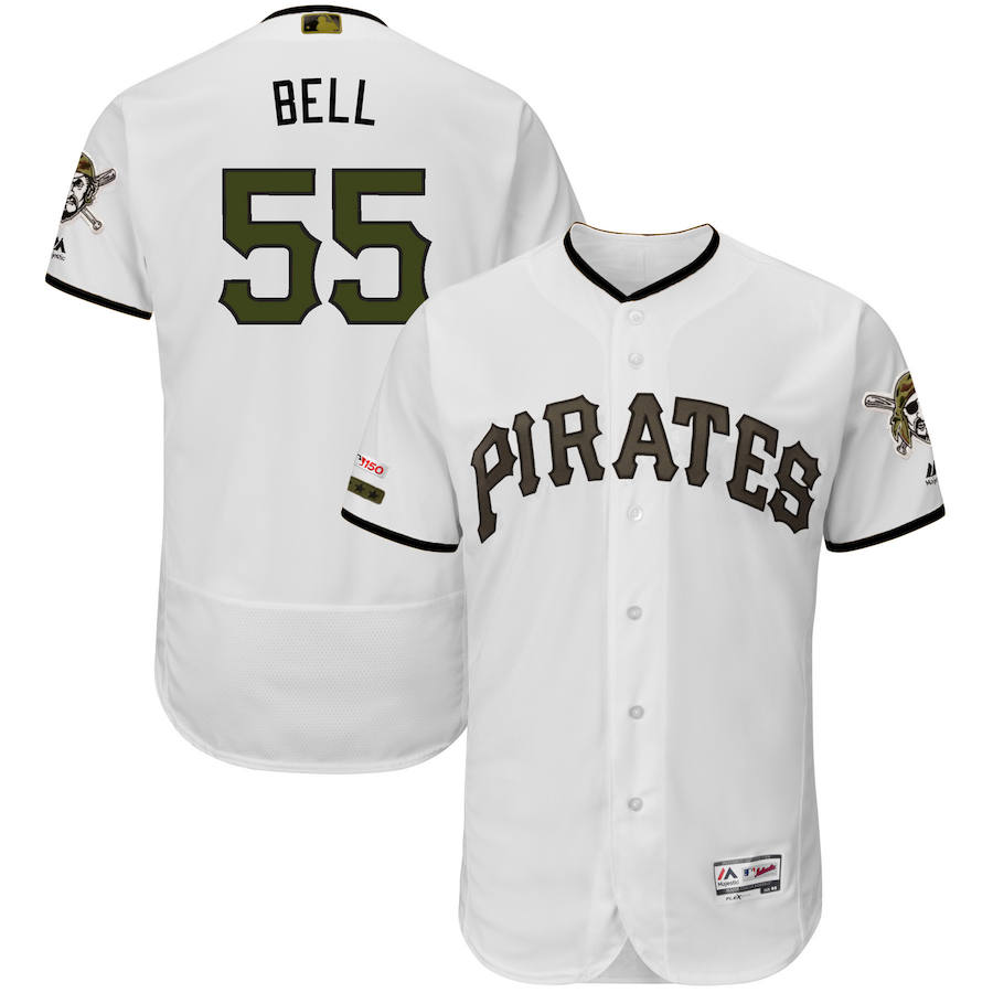 Pittsburgh Pirates #55 Josh Bell Majestic Alternate Authentic Collection Flex Base Player Jersey White