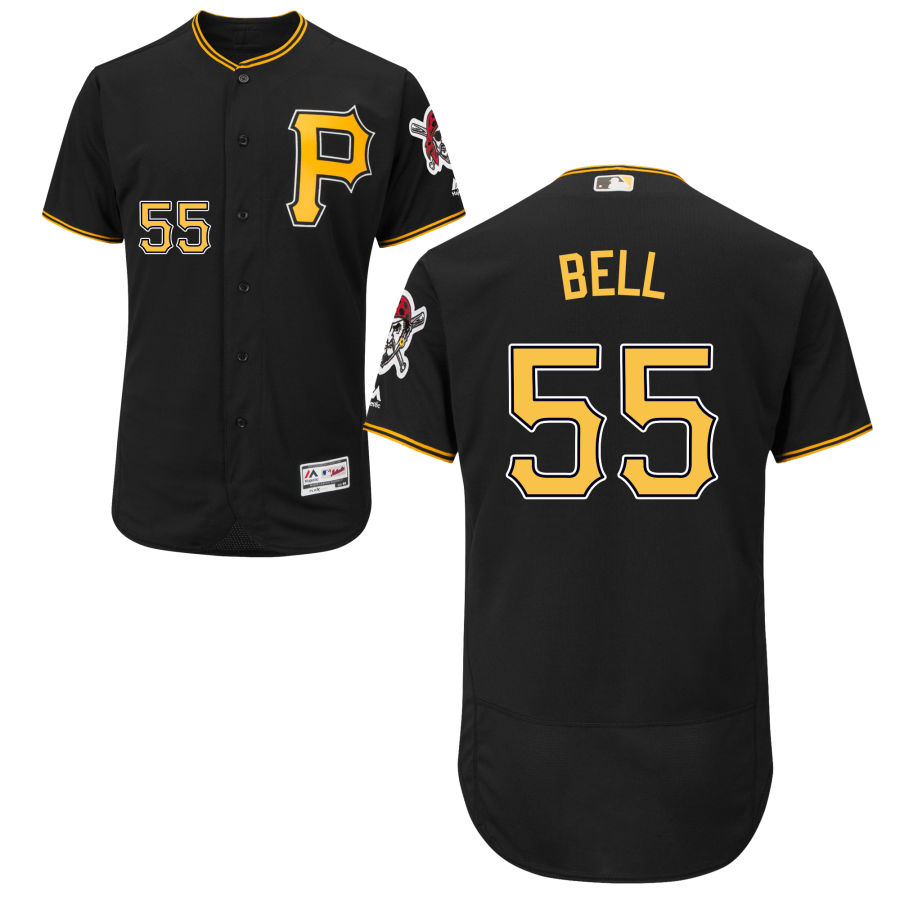 Pittsburgh Pirates #55 Josh Bell Majestic Alternate Flex Base Authentic Collection Jersey Black