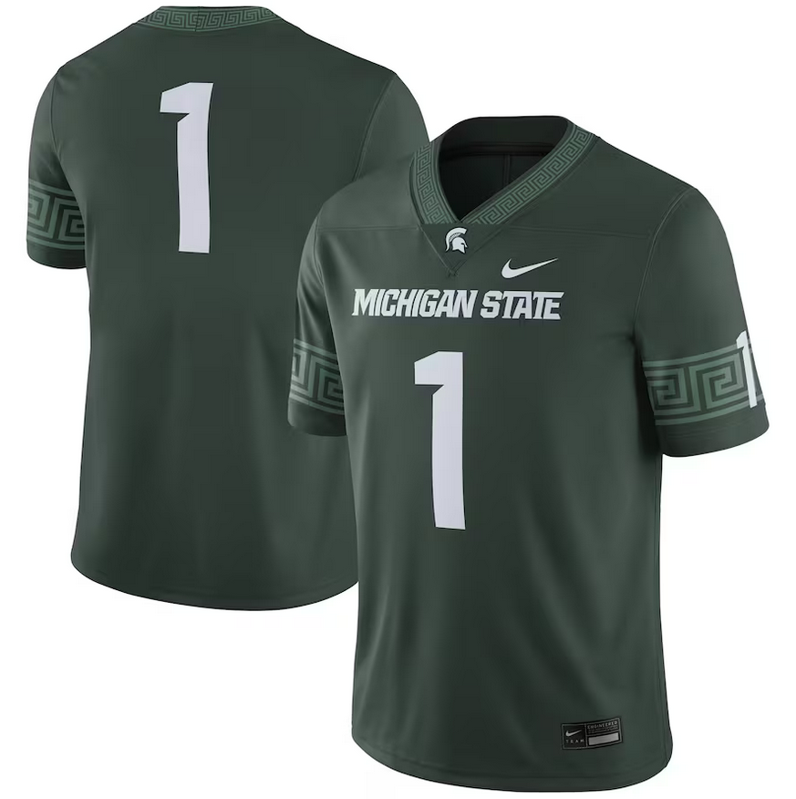 Youth's Michigan State Spartans #1 Green Football Game Jersey