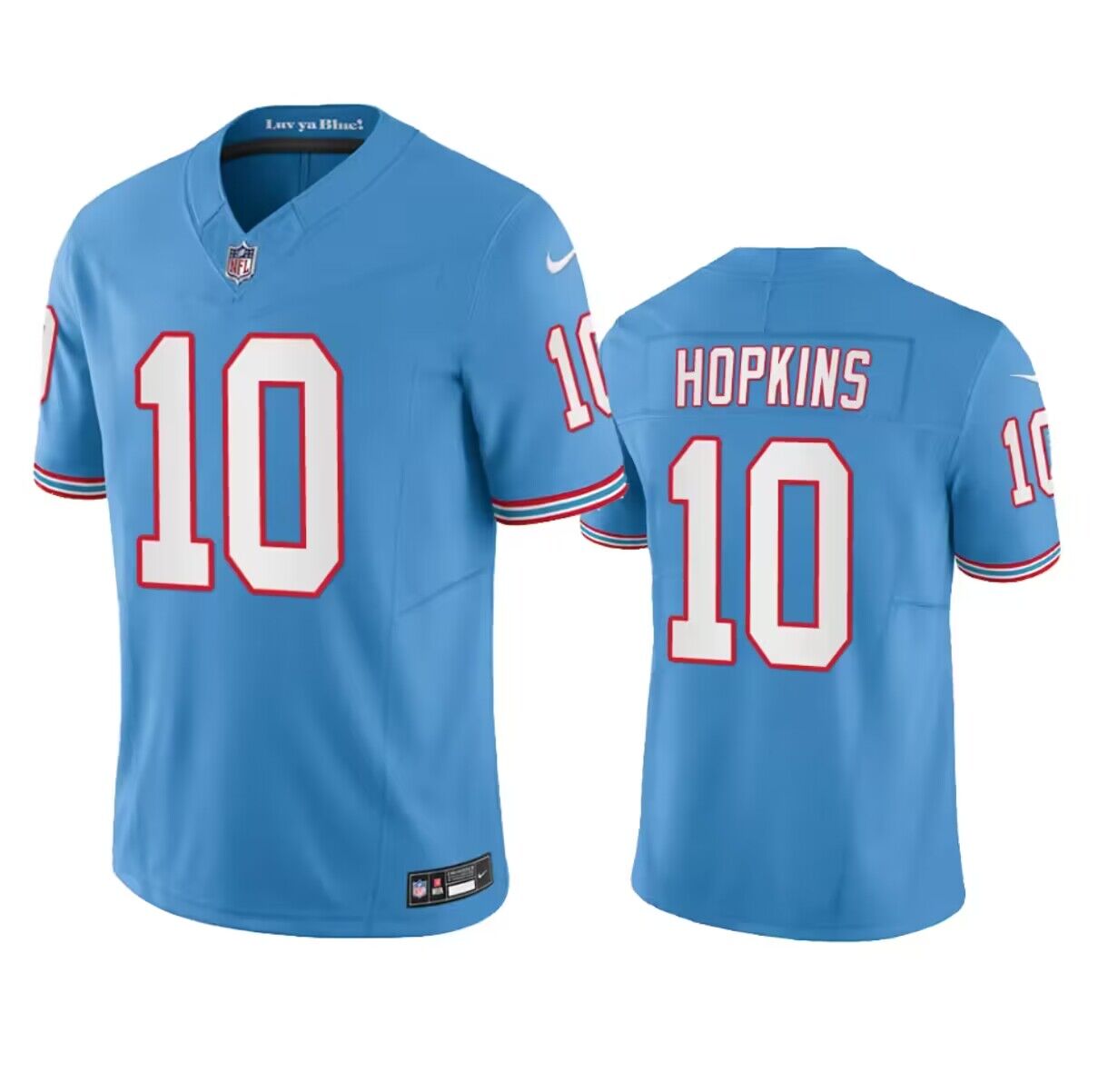 Men's Tennessee Titans #10 DeAndre Hopkins Light Blue 2023 F.U.S.E. Vapor Limited Throwback Stitched Football Jersey