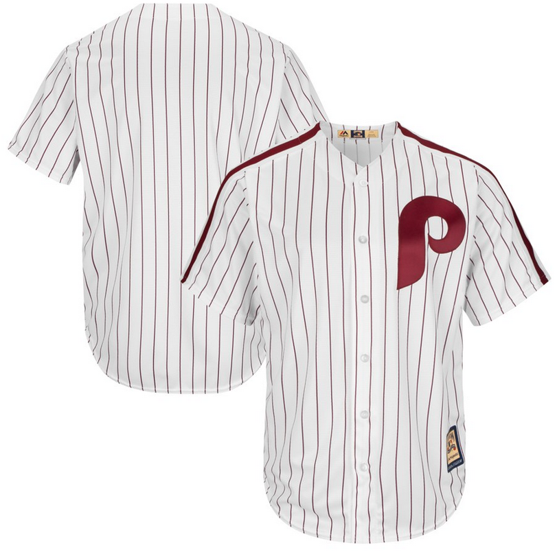 Men's Philadelphia Phillies Customized Majestic Cooperstown Cool Base Team Jersey White Red