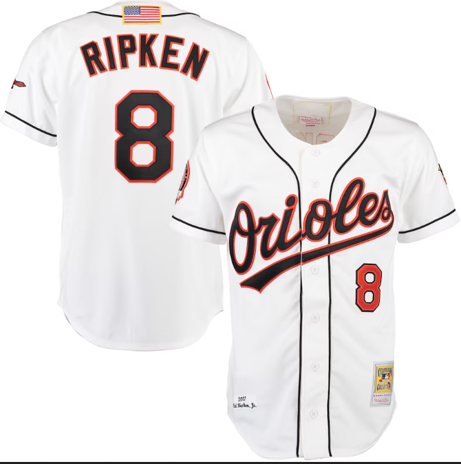 Baltimore Orioles #8 Cal Ripken Jr. White Men's Jersey